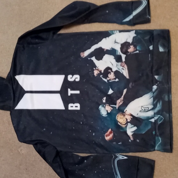 BTS light-weight black hoodie, Kids M - Picture 3 of 5